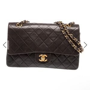 CHANEL Black Quilted Leather Shoulder Bag with Gold Hardware